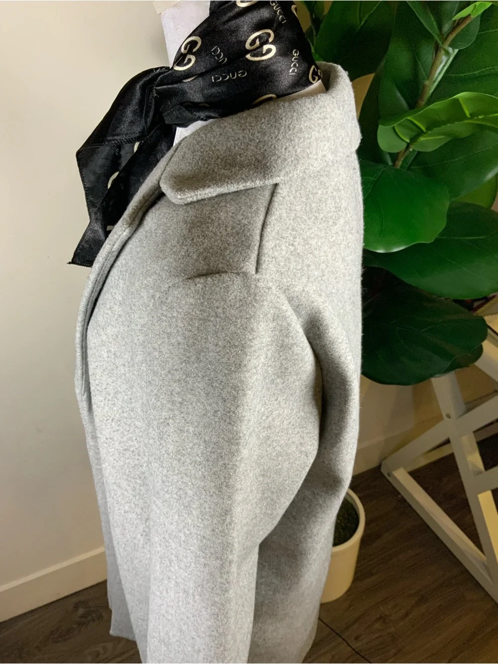 Zara Light Gray Open-Front Trench Coat
